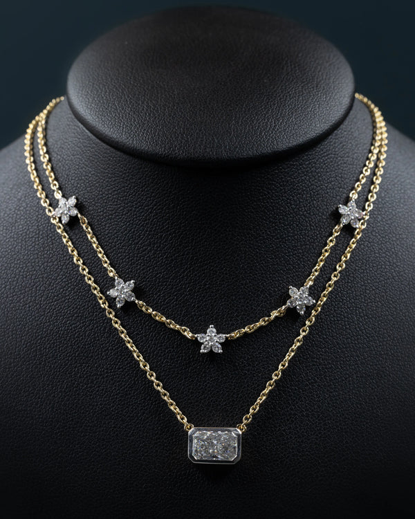2.67 CTW Pear & Emerald Cut CVD Lab-Grown Diamond Layered Necklace