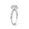 1.22 CT Round Cut Lab-Grown Diamond Floral Halo Engagement Ring with Milgrain Pavé Band