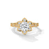 1.22 CT Round Cut Lab-Grown Diamond Floral Halo Engagement Ring with Milgrain Pavé Band
