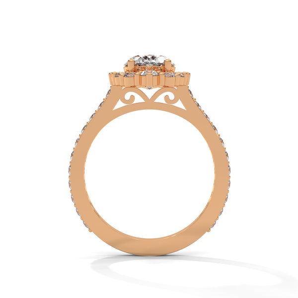 2.04 CT Oval Cut Lab-Grown Diamond Halo Engagement Ring with Pavé Band