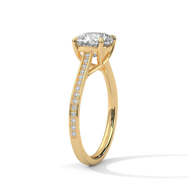 2.13 CT Cushion Cut Lab-Grown Diamond Pave Solitaire Ring