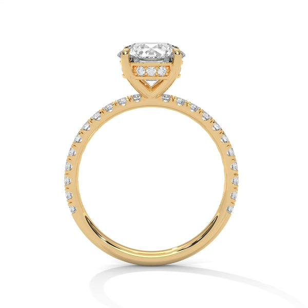 2.47 CT Round Cut Lab-Grown Diamond Pavé Engagement Ring
