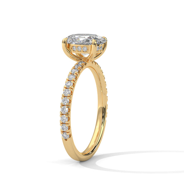 2.46 CT Oval Cut Lab-Grown Diamond Halo Engagement Ring with Pavé Band