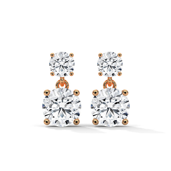 3.80 CT Round Brilliant CVD Lab-Grown Diamond Drop Stud Earrings