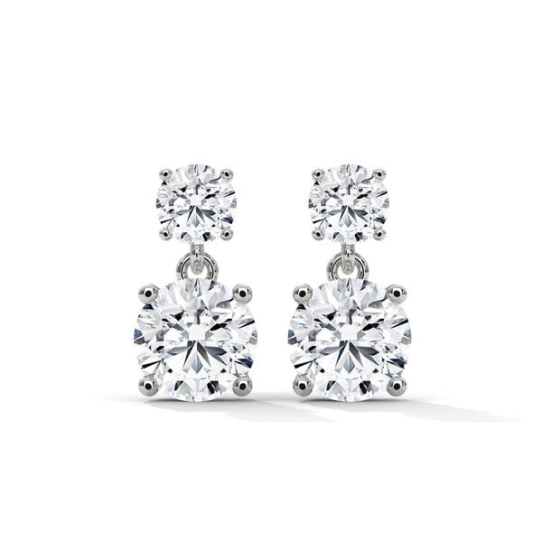 3.80 CT Round Brilliant CVD Lab-Grown Diamond Drop Stud Earrings