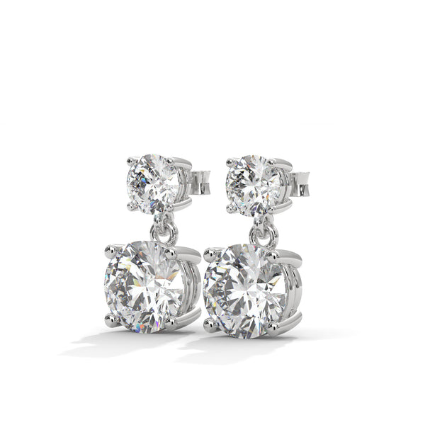 3.80 CT Round Brilliant CVD Lab-Grown Diamond Drop Stud Earrings