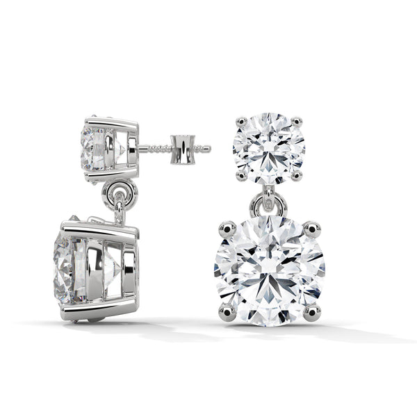 3.80 CT Round Brilliant CVD Lab-Grown Diamond Drop Stud Earrings