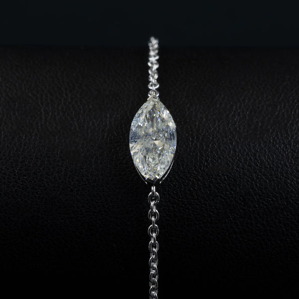 2.10 CTW Marquise Cut Lab-Grown Diamond Solitaire Bracelet in Gold