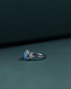 1.32 CT Pear Cut Blue CVD Lab-Grown Diamond Three Stone Ring