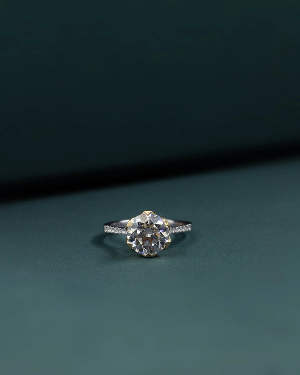 3.21 CT Round Brilliant CVD Lab-Grown Diamond Pave Engagement Ring