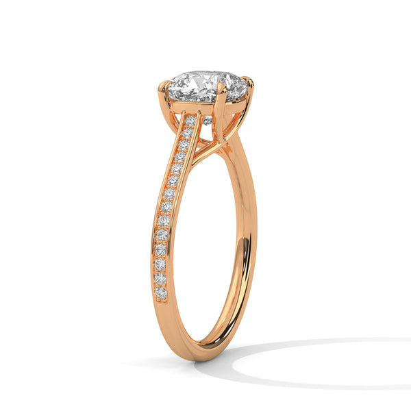 2.13 CT Cushion Cut Lab-Grown Diamond Pave Solitaire Ring