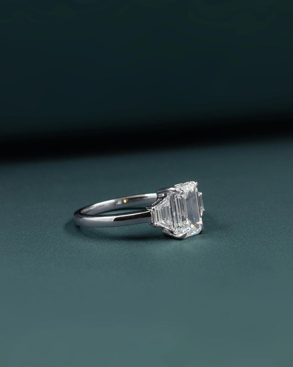 2.46 CTW Emerald & Pear Cut Three-Stone Lab-Grown Diamond Engagement Ring