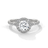 1.44 CT Round Cut Lab-Grown Diamond Halo Engagement Ring with Pavé Band