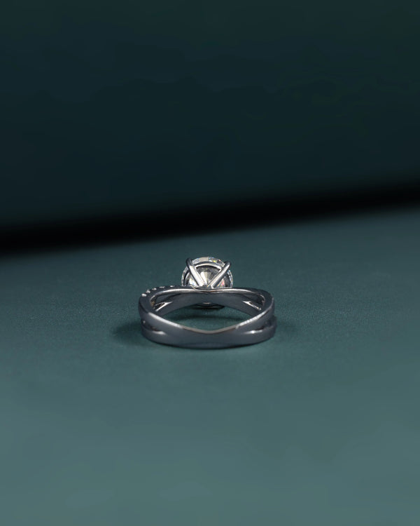 2.39 CT Round Cut Pave Solitaire CVD Lab-Grown Diamond Engagement Ring