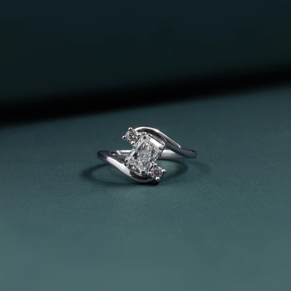 1.11 CTW Emerald Cut Lab-Grown Diamond Twist Engagement Ring