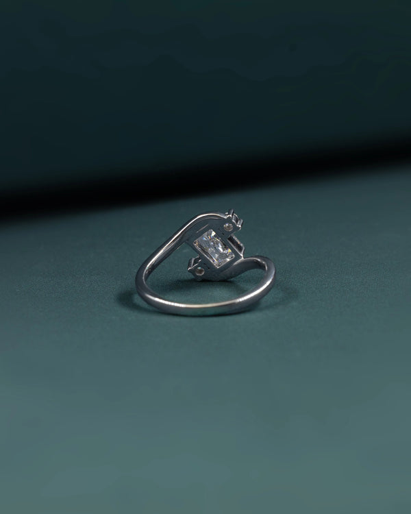1.11 CTW Emerald Cut Lab-Grown Diamond Twist Engagement Ring