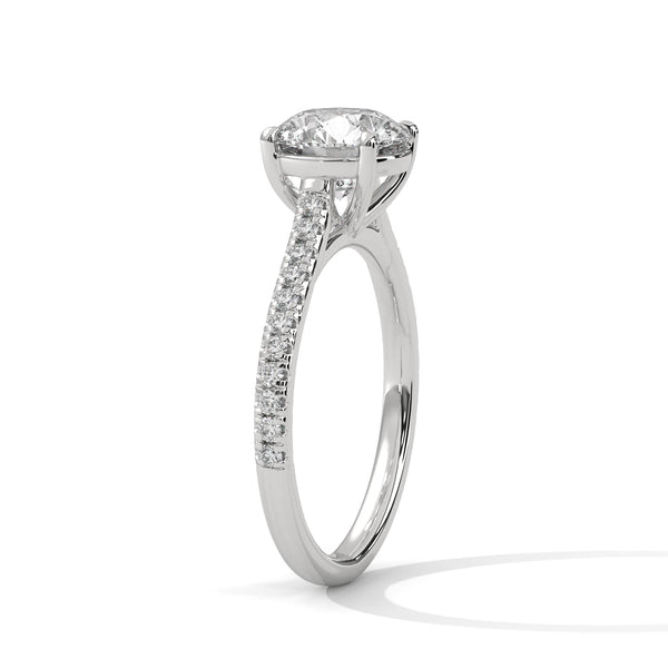 2.22 CT Round Cut Lab-Grown Diamond Pave Engagement Ring