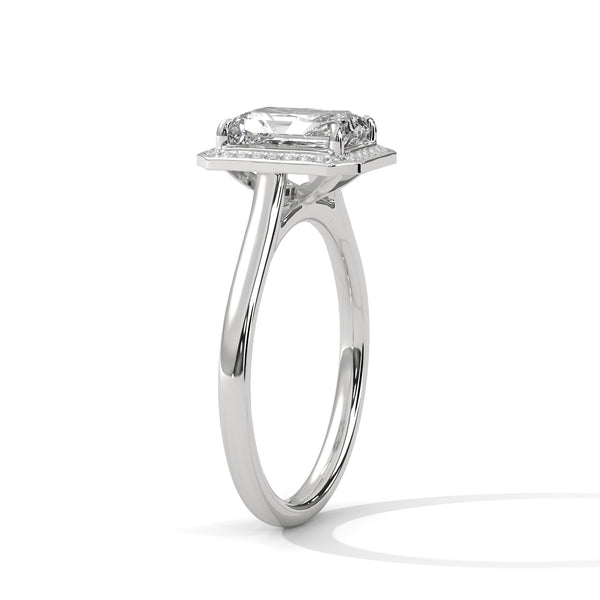1.90 CT Emerald Cut Lab-Grown Diamond Halo Engagement Ring