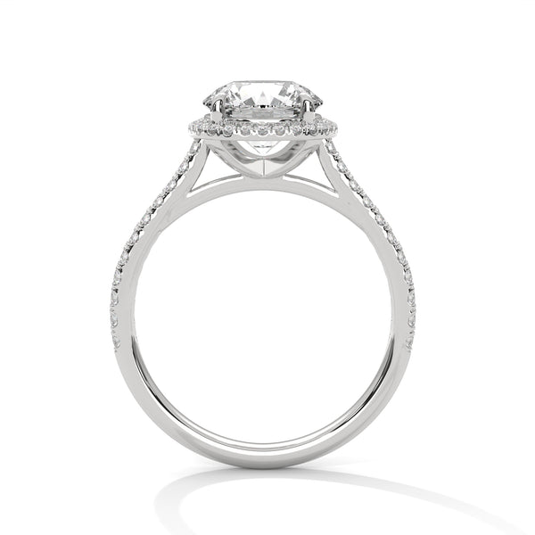 2.36 CT Total Round Cut Lab-Grown Diamond Cushion Halo Engagement Ring