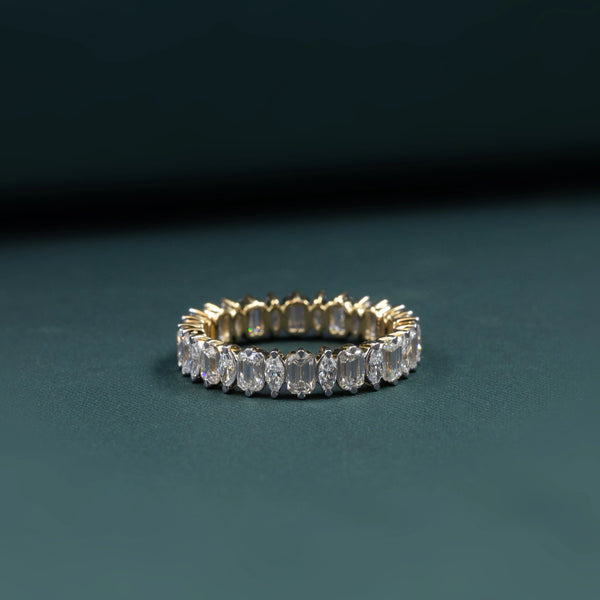 2.20 CT Emerald & Marquise Cut CVD Lab-Grown Diamond Eternity Band Ring