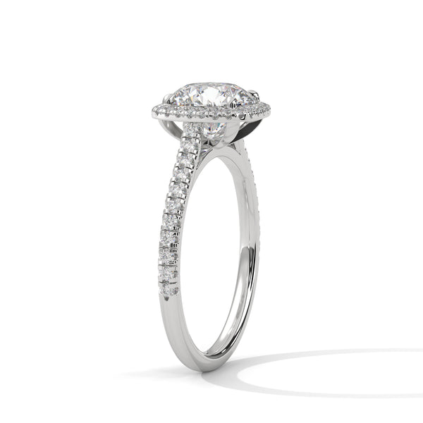 2.36 CT Total Round Cut Lab-Grown Diamond Cushion Halo Engagement Ring