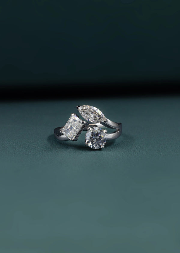 2.15 CTW Multi-Shape Three Stone Lab-Grown Diamond Ring in Gold
