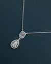 4.03 CTW Pear & Emerald Cut Halo Lab-Grown Diamond Pendant Necklace