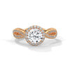 1.48 CT Round Cut Lab-Grown Diamond Halo Ring with Twisted Pavé Band