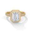 2.46 CT Emerald Cut Lab-Grown Diamond Halo Ring with Pavé Band