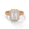 2.46 CT Emerald Cut Lab-Grown Diamond Halo Ring with Pavé Band