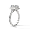 2.46 CT Emerald Cut Lab-Grown Diamond Halo Ring with Pavé Band