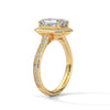 2.46 CT Emerald Cut Lab-Grown Diamond Halo Ring with Pavé Band