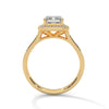2.46 CT Emerald Cut Lab-Grown Diamond Halo Ring with Pavé Band