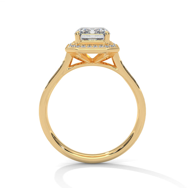 2.46 CT Emerald Cut Lab-Grown Diamond Halo Ring with Pavé Band