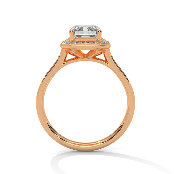 2.46 CT Emerald Cut Lab-Grown Diamond Halo Ring with Pavé Band