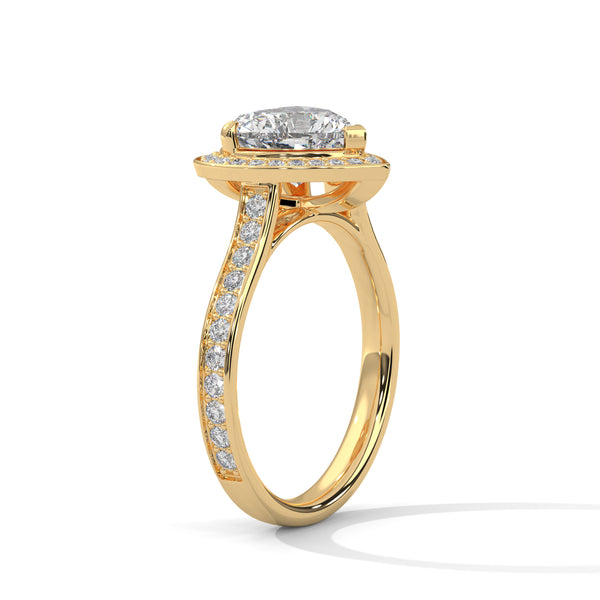 2.46 CT Heart Shape Lab-Grown Diamond Halo Ring with Pavé Band