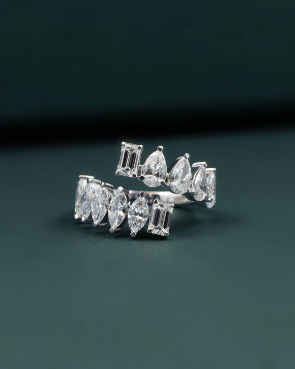 2.25 CTW Emerald & Pear Cut Diamond Open Ring