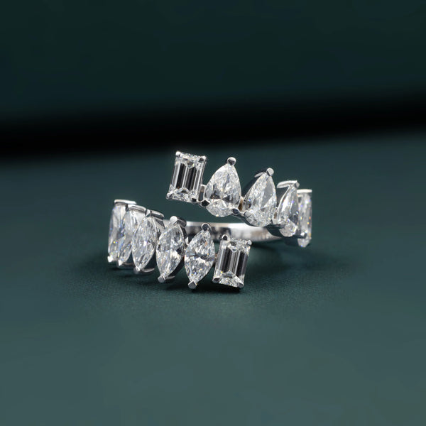 2.25 CTW Emerald & Pear Cut Diamond Open Ring