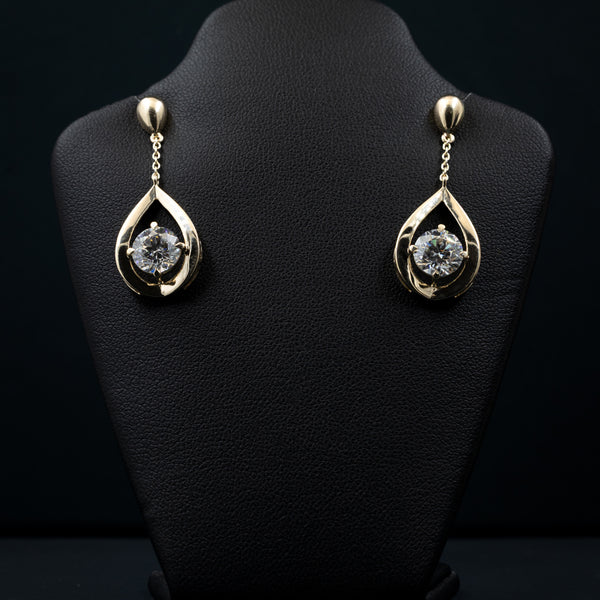 3.60 CT Pear Drop CVD Lab-Grown Diamond Dangle Earrings