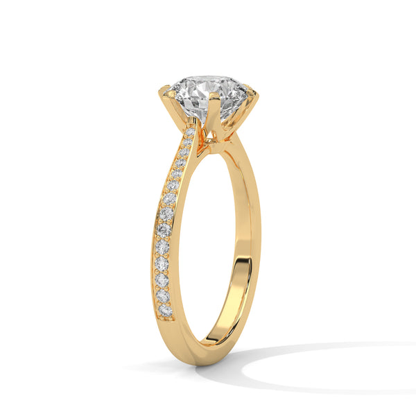 2.22 CT Total Round Lab-Grown Diamond Solitaire Ring with Pave Band