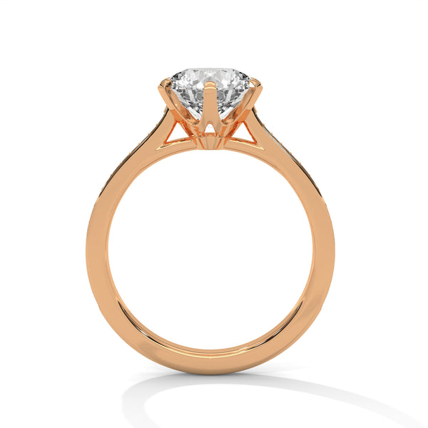 2.22 CT Total Round Lab-Grown Diamond Solitaire Ring with Pave Band