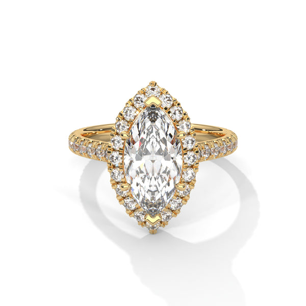 2.72 CT Pear & Round Lab-Grown Diamond Halo Engagement Ring