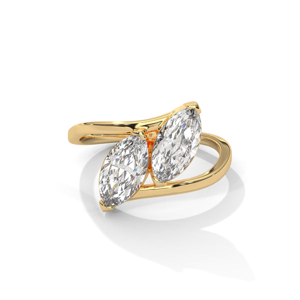 2.00 CT Marquise Lab-Grown Diamond Twin Stone Open Ring