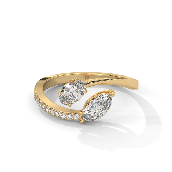 1.10 CT Marquise & Oval Lab-Grown Diamond Open Wrap Ring