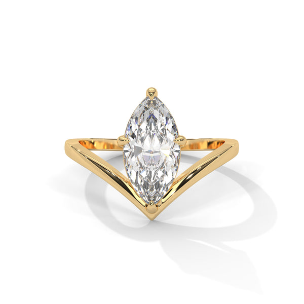 1.50 CT Marquise Cut Lab-Grown Diamond V-Shaped Solitaire Ring