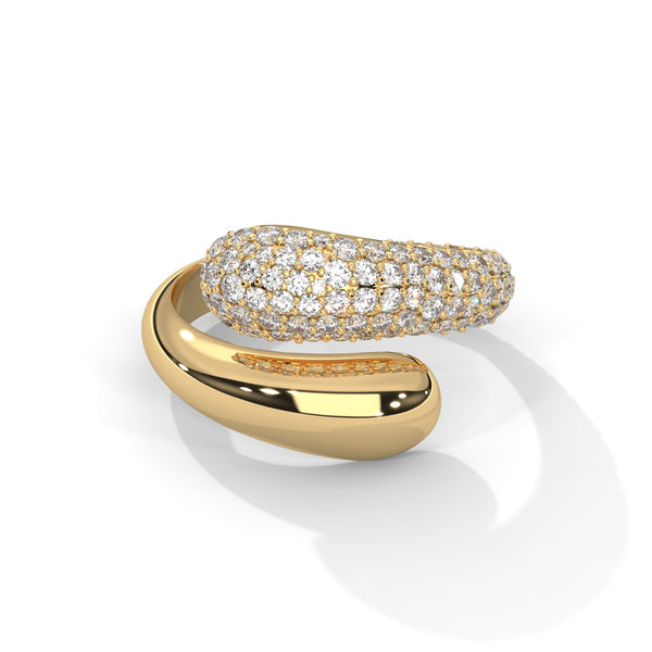 1.12 CT Round Lab-Grown Diamond Pave Wrap Designer Ring