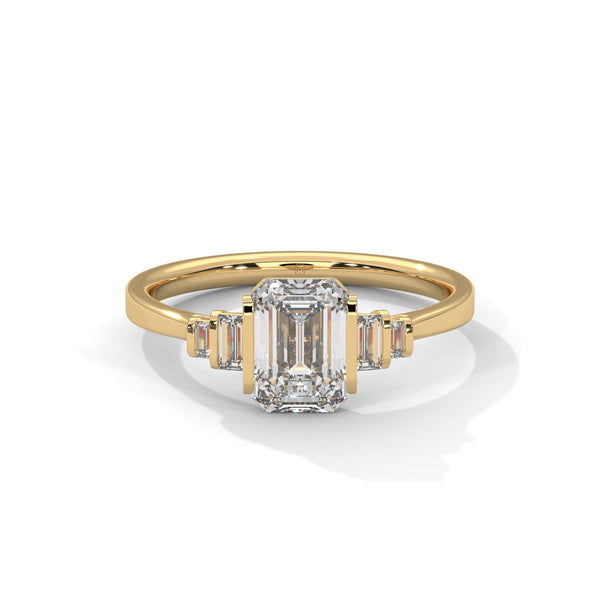 1.36 Ct Total Emerald Cut CVD Lab-Grown Diamond Three-Stone Ring