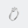 0.98 CT Round Lab-Grown Diamond Halo Split Shank Engagement Ring