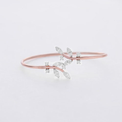 1.25 CT Marquise & Round Lab-Grown Diamond Open Cuff Bracelet