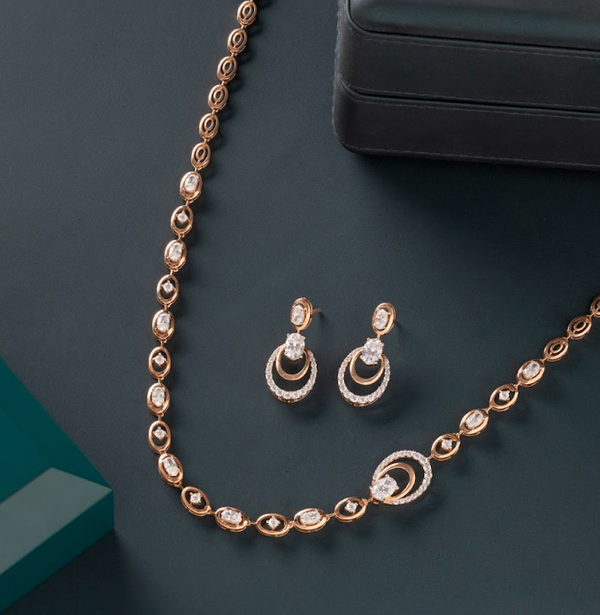 5.79 Ct Lab-Grown Diamond Oval Designer Necklace & Earring Set